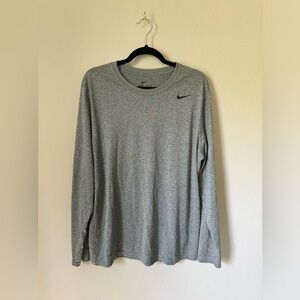 Nike Dry Fit Gray Long Sleeve Shirt Size Large